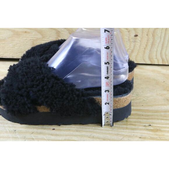 New Birkenstock Papillio Sandals Womens 6 Black Shearling Lamb Daytona Slip On - Picture 8 of 8